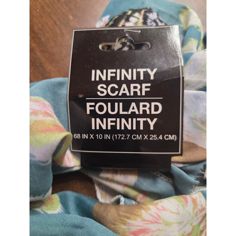 Women's Unbranded Teal Multi-color Feather Print Infinity Scarf One Size